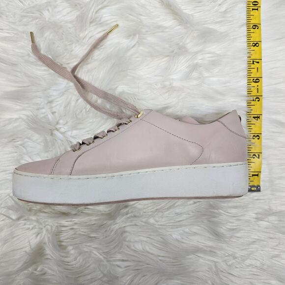 MICHAEL KORS Mindy Leather Sneakers w Applicated Hearts 9 M Light Pink Lace up - Picture 8 of 12